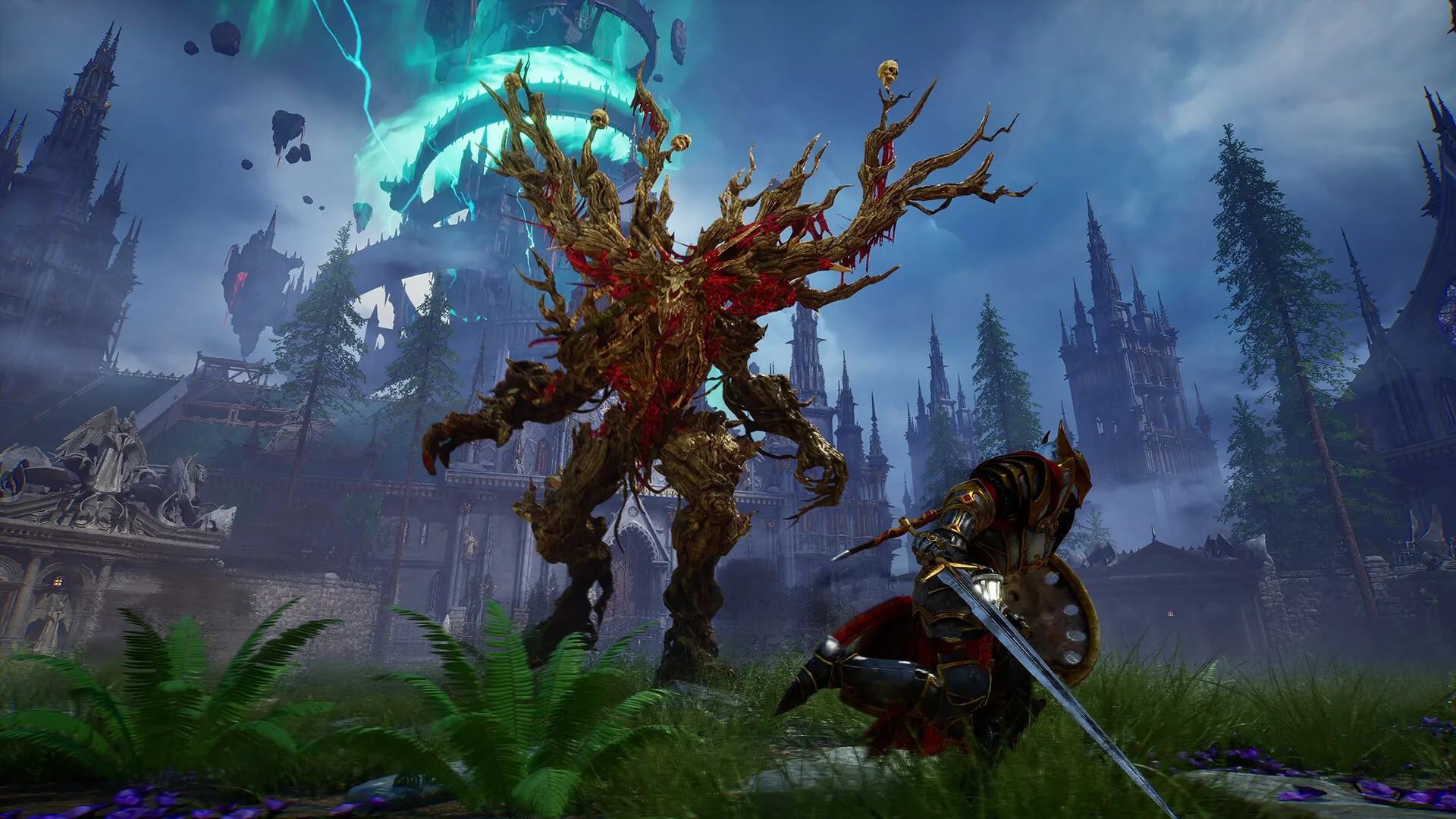 A Nephilim faces a towering corrupted boss outside Gildenarch